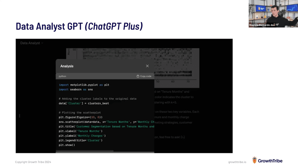 Mauricio will share tips and techniques to enhance the impact and clarity of your data visualisations. Amongst others, we will cover Data Analyst GPT, available on ChatGPT Plus.