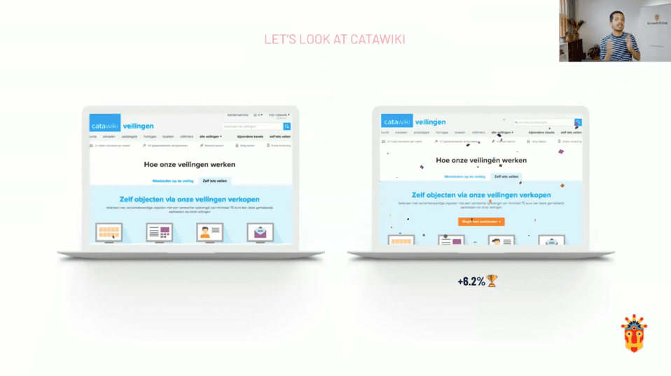 Catawiki has been running A/B tests on their landing pages and they got some good results.