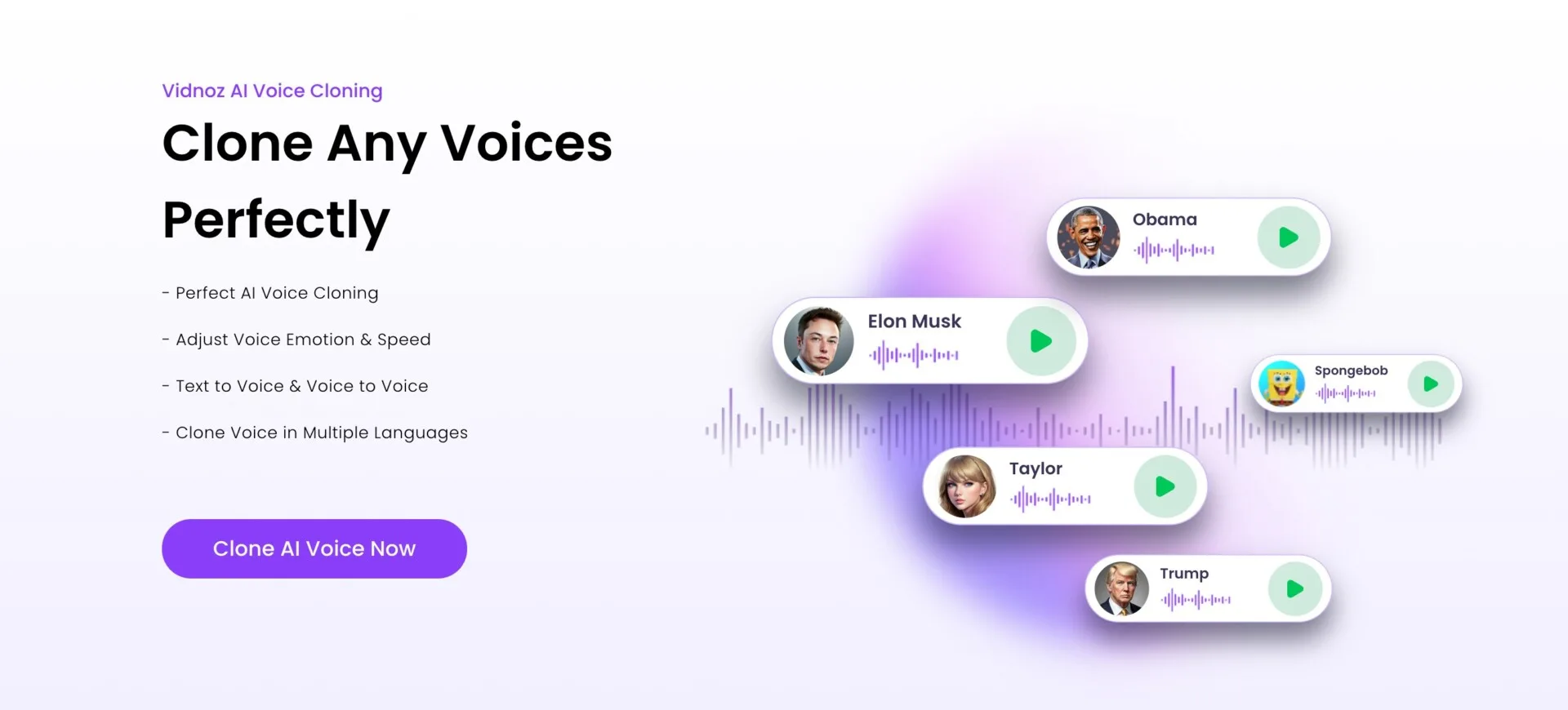 The Exciting Key Features Of Vidnoz AI Video Generator 3 Showing you can clone voices