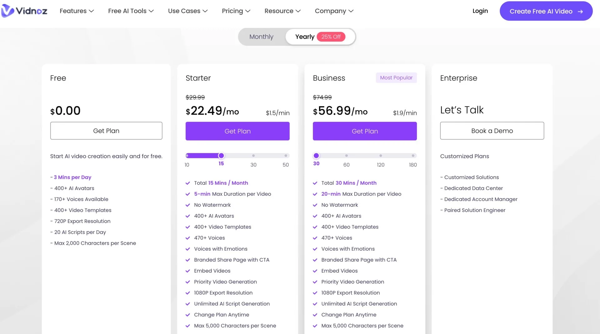 The Exciting Key Features Of Vidnoz AI Video Generator 6 pricing list for Vidnoz