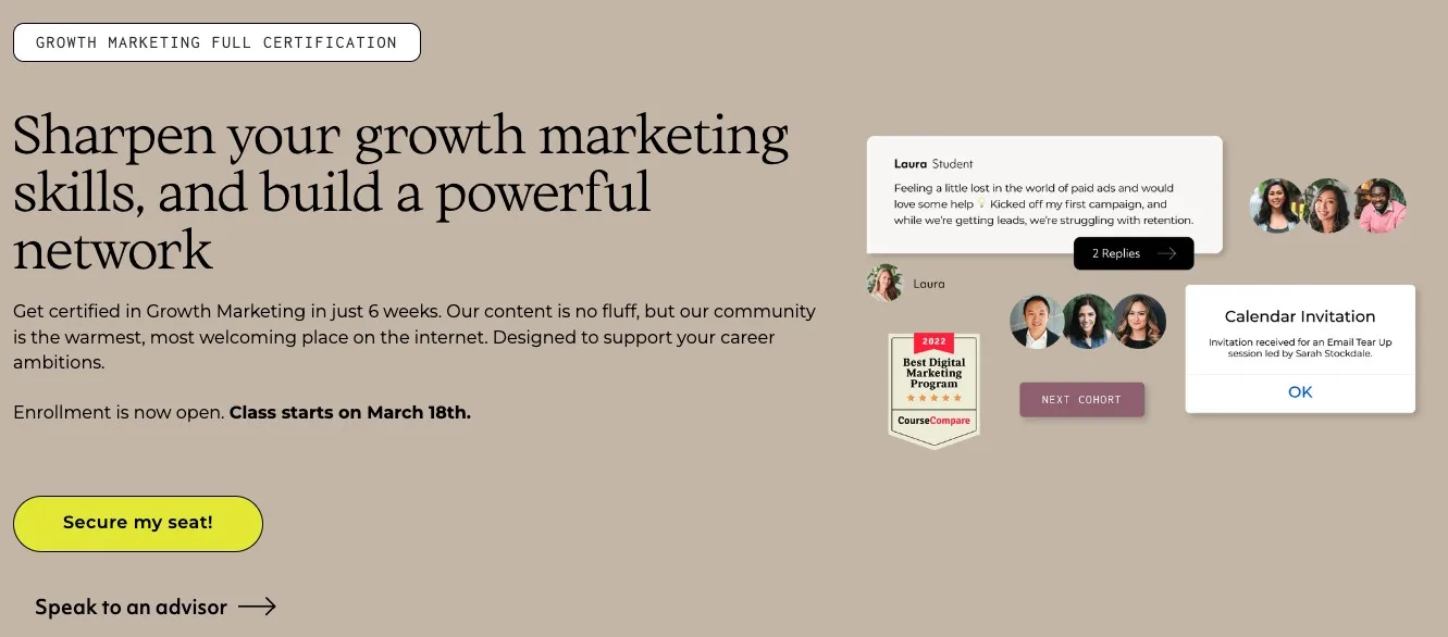Top Growth Marketing Courses In 2025 To Achieve Your Business Goals Targets! 4 Growclass website