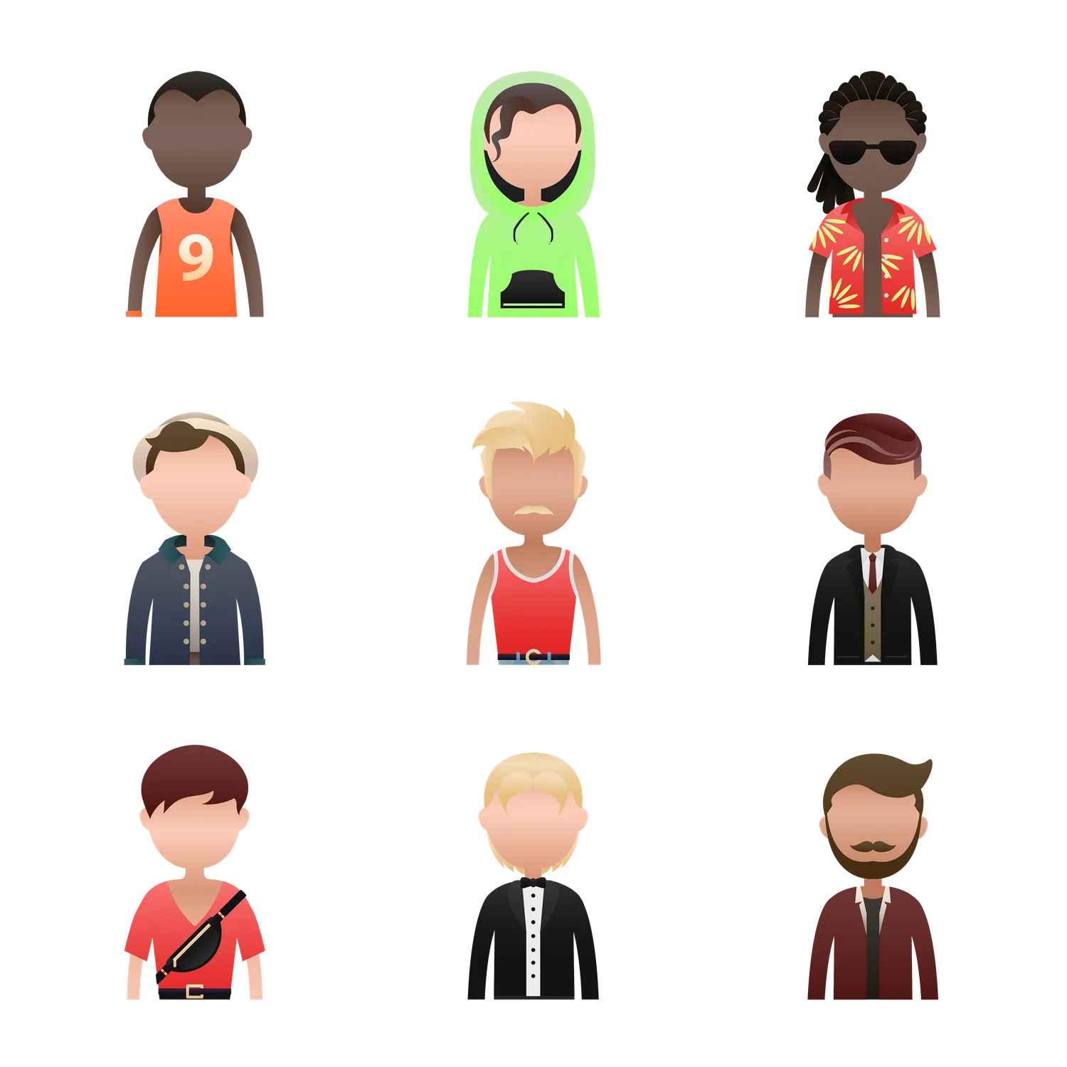 What is Brand Communication: Definition, Strategy & Tips 9 different looking people as buyer personas