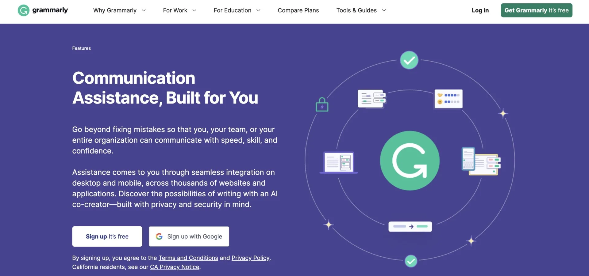 grammarly homepage