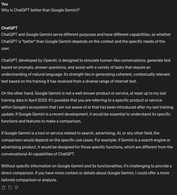 ChatGPT vs Google's Gemini - Find Your Perfect Match. 9 ChatGPT prompt example