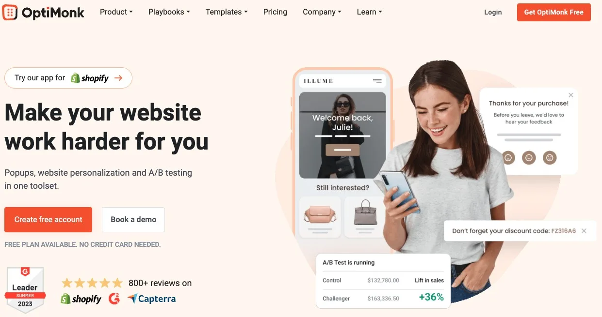 optimonk homepage